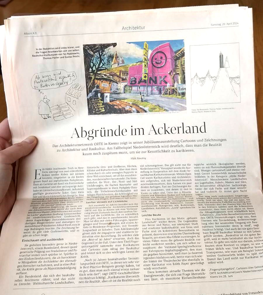 Zeitungsartikel zur Ausstellung Fingerspitzengefรผhl im Standard Print